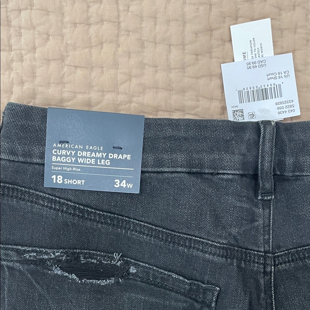 American Eagle Outfitters Black Wide Leg Flare Jeans - Picture 5 of 7